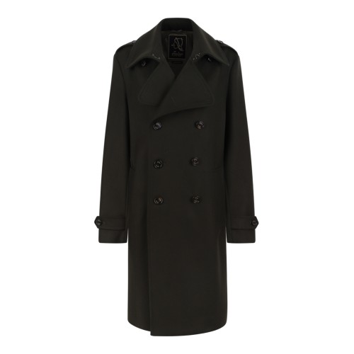 Sealup Dark Brown Double-Breasted Long Coat.
