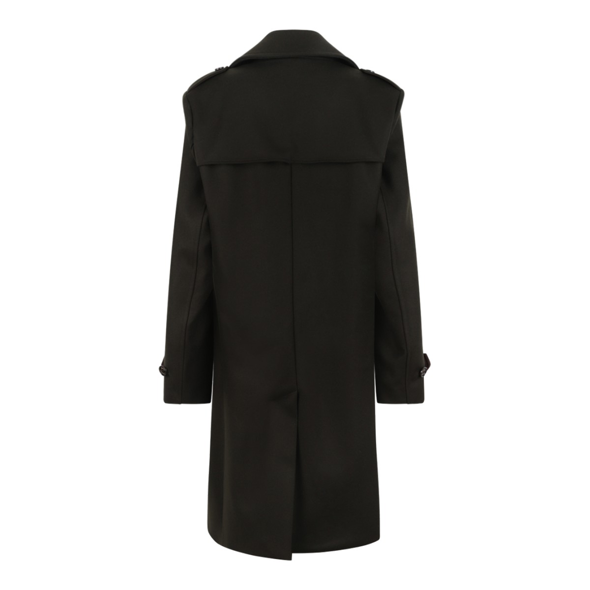Sealup Dark Brown Double-Breasted Long Coat.