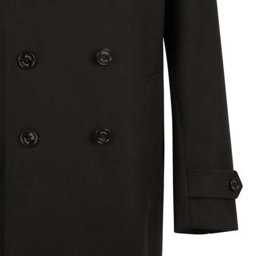 Sealup Dark Brown Double-Breasted Long Coat.