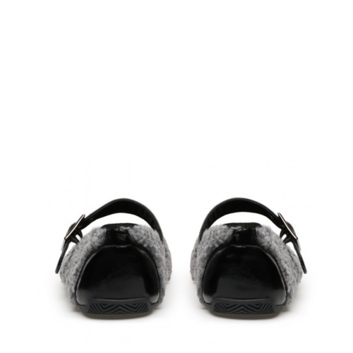 Candice Cooper Grey Shearling Mary Jane Flats.