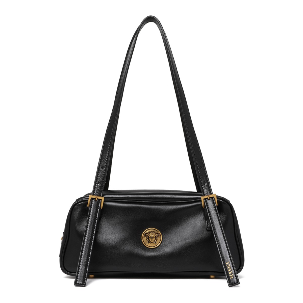 Versace Black Leather Shoulder Bag.