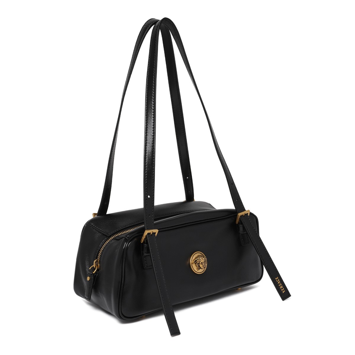 Versace Black Leather Shoulder Bag.