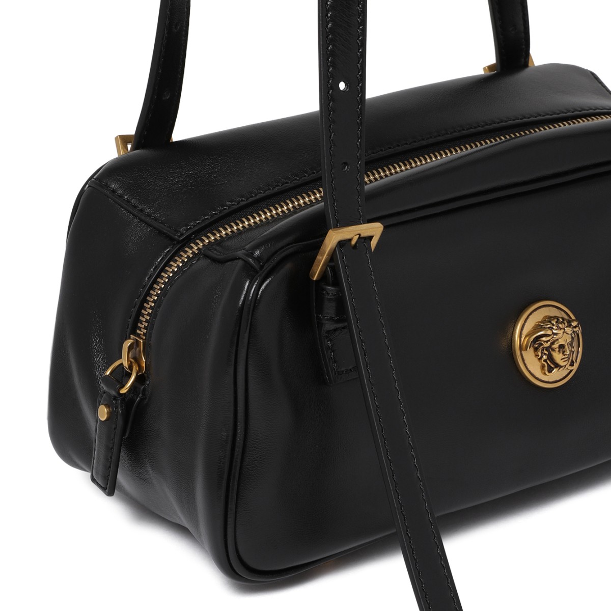 Versace Black Leather Shoulder Bag.