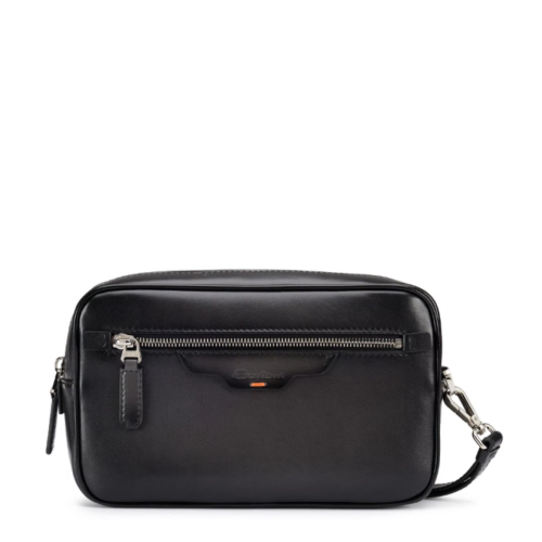 Black leather toiletry case