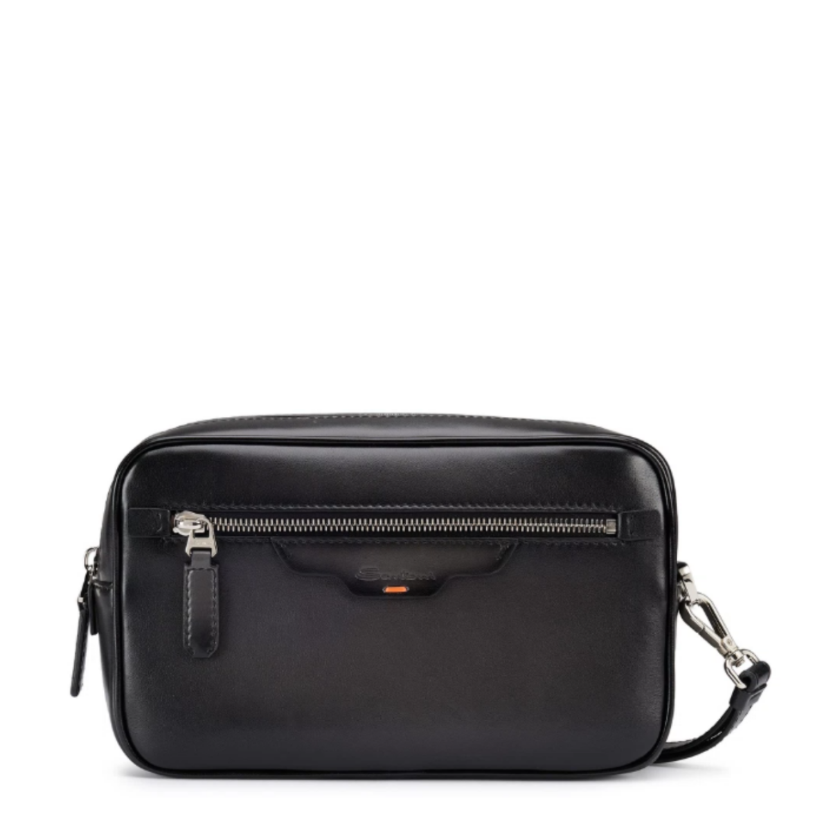 Black leather toiletry case
