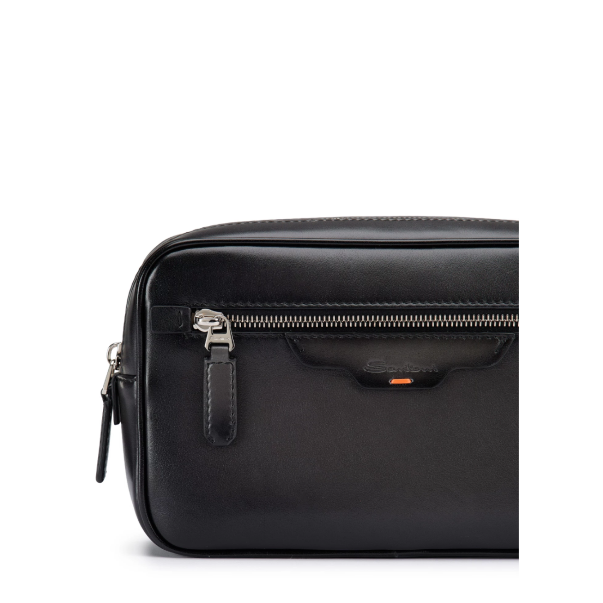 Black leather toiletry case