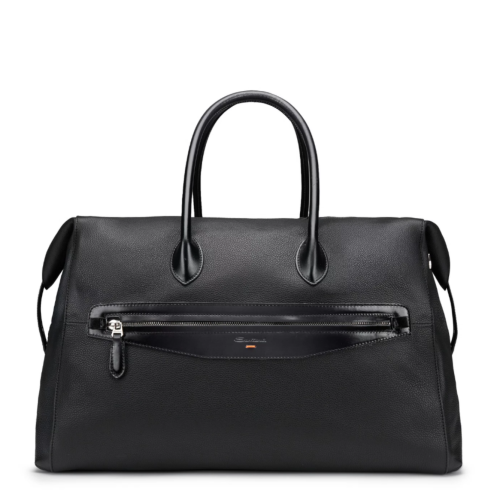 Black tumbled leather travel bag