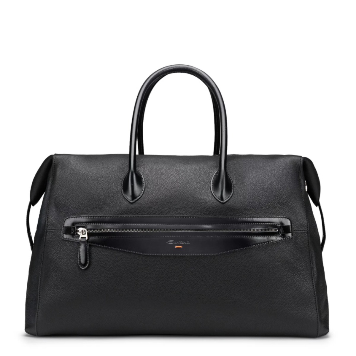 Black tumbled leather travel bag