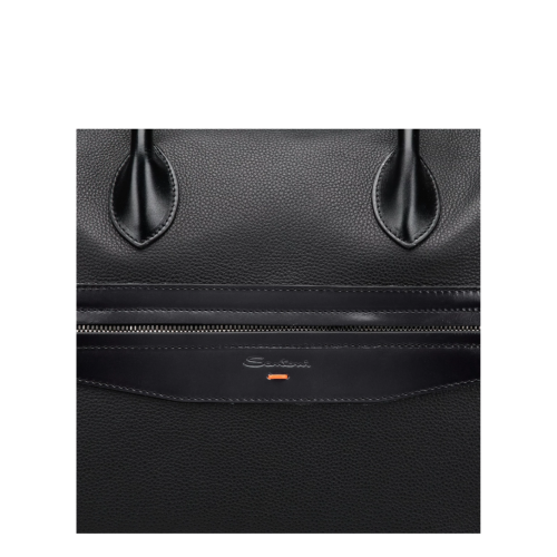 Black tumbled leather travel bag