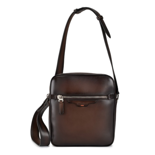 Dark brown leather crossbody bag