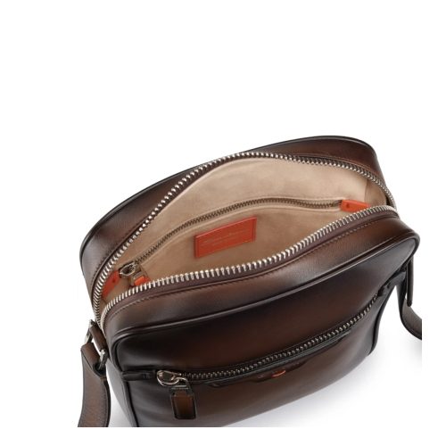 Dark brown leather crossbody bag