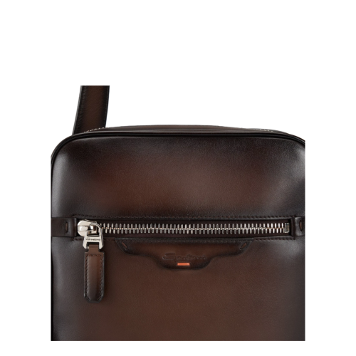 Dark brown leather crossbody bag