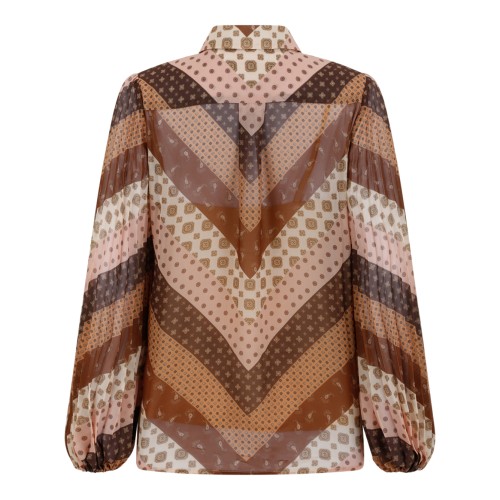 Zimmermann Brown Geometric Print Tie-Neck Blouse. 2