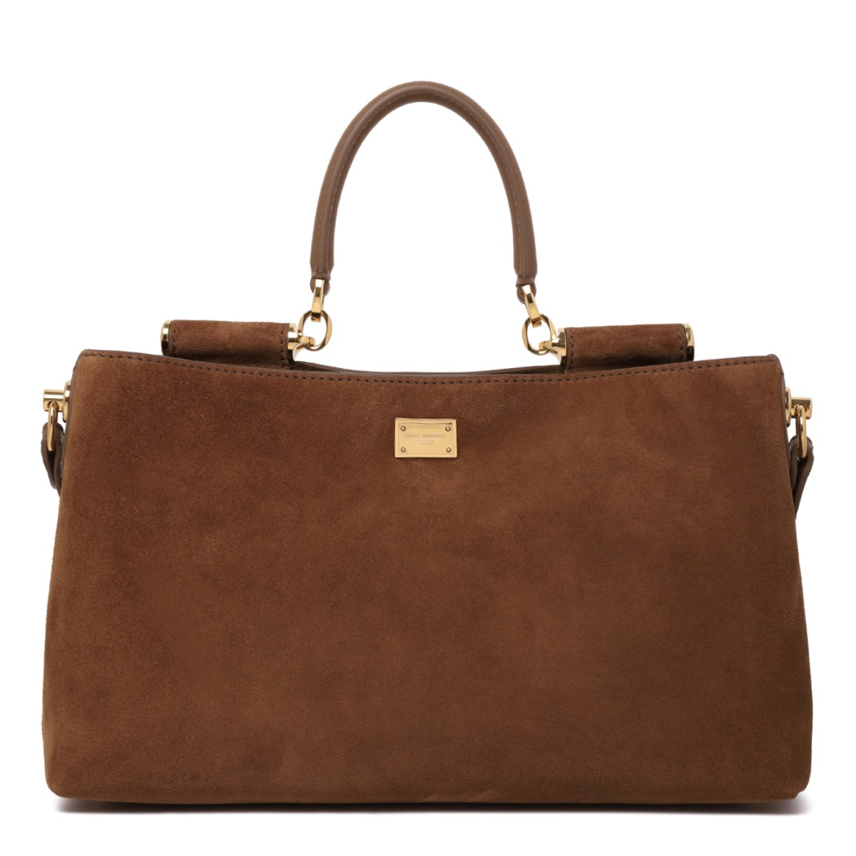 Dolce & Gabbana Brown Suede Top Handle Bag.