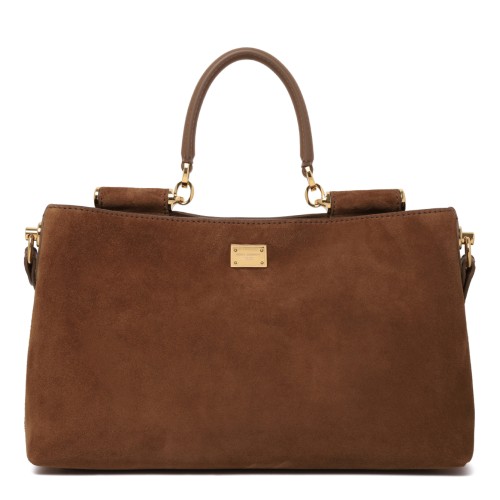 Dolce & Gabbana Brown Suede Top Handle Bag.