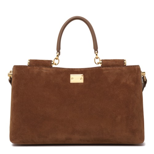Dolce & Gabbana Brown Suede Top Handle Bag. 2