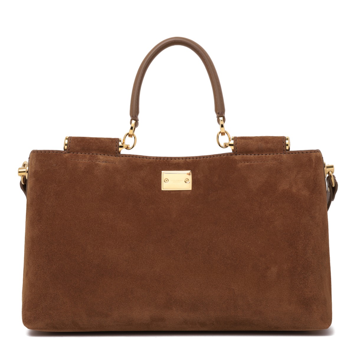 Dolce & Gabbana Brown Suede Top Handle Bag.