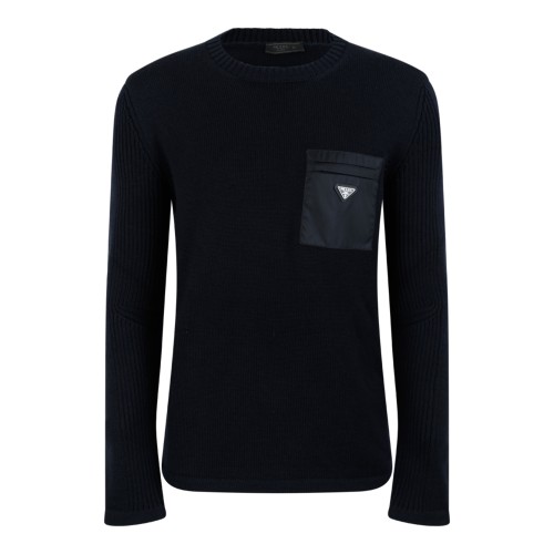 Prada Black Logo Pocket Sweater.
