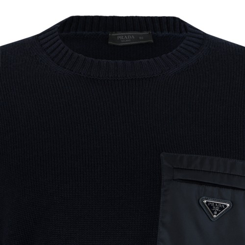Prada Black Logo Pocket Sweater.