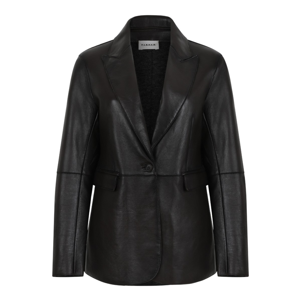 P.A.R.O.S.H. Black Leather Blazer.