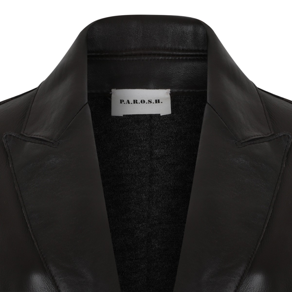 P.A.R.O.S.H. Black Leather Blazer.