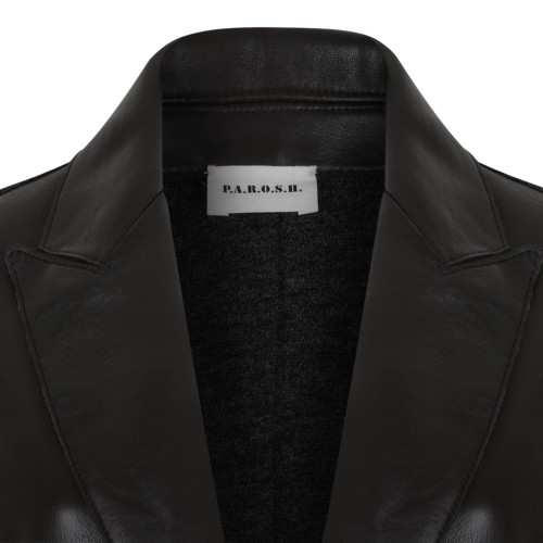 P.A.R.O.S.H. Black Leather Blazer.