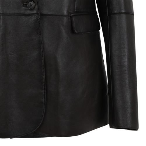 P.A.R.O.S.H. Black Leather Blazer.