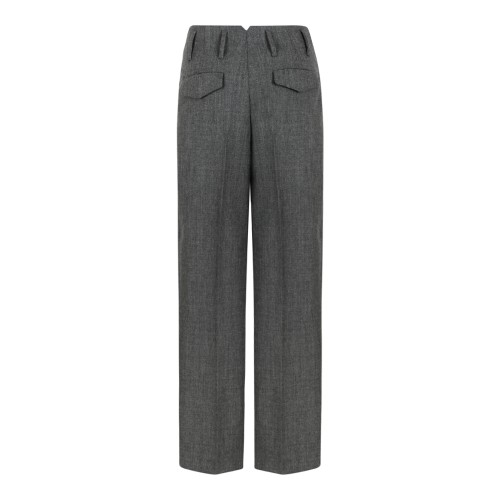 AMI Paris Grey Wide-Leg Tailored Trousers. 2