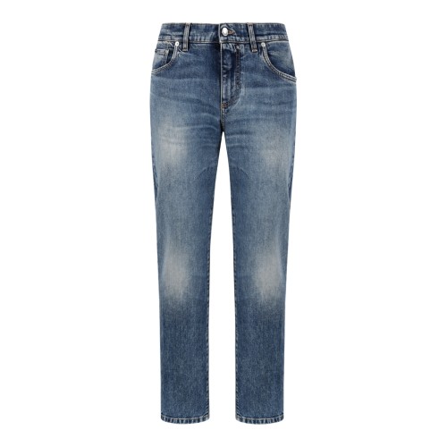 Dolce & Gabbana Blue Faded Slim-Fit Jeans.