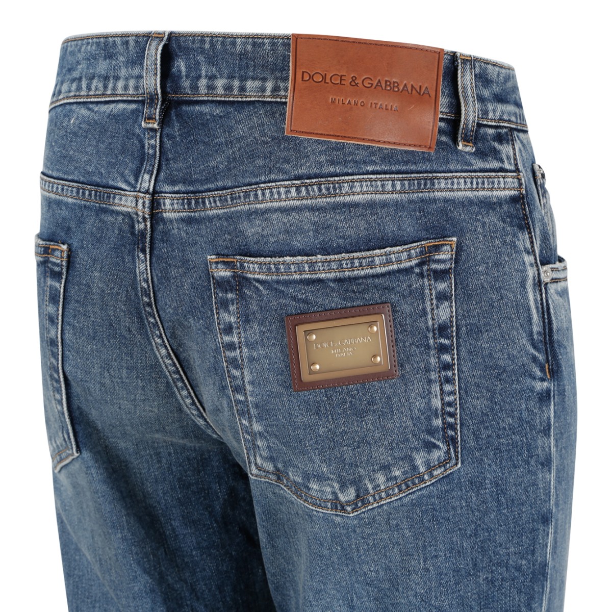 Dolce & Gabbana Blue Faded Slim-Fit Jeans.