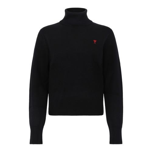 AMI Paris Black Ami de Cur Turtleneck Sweater.