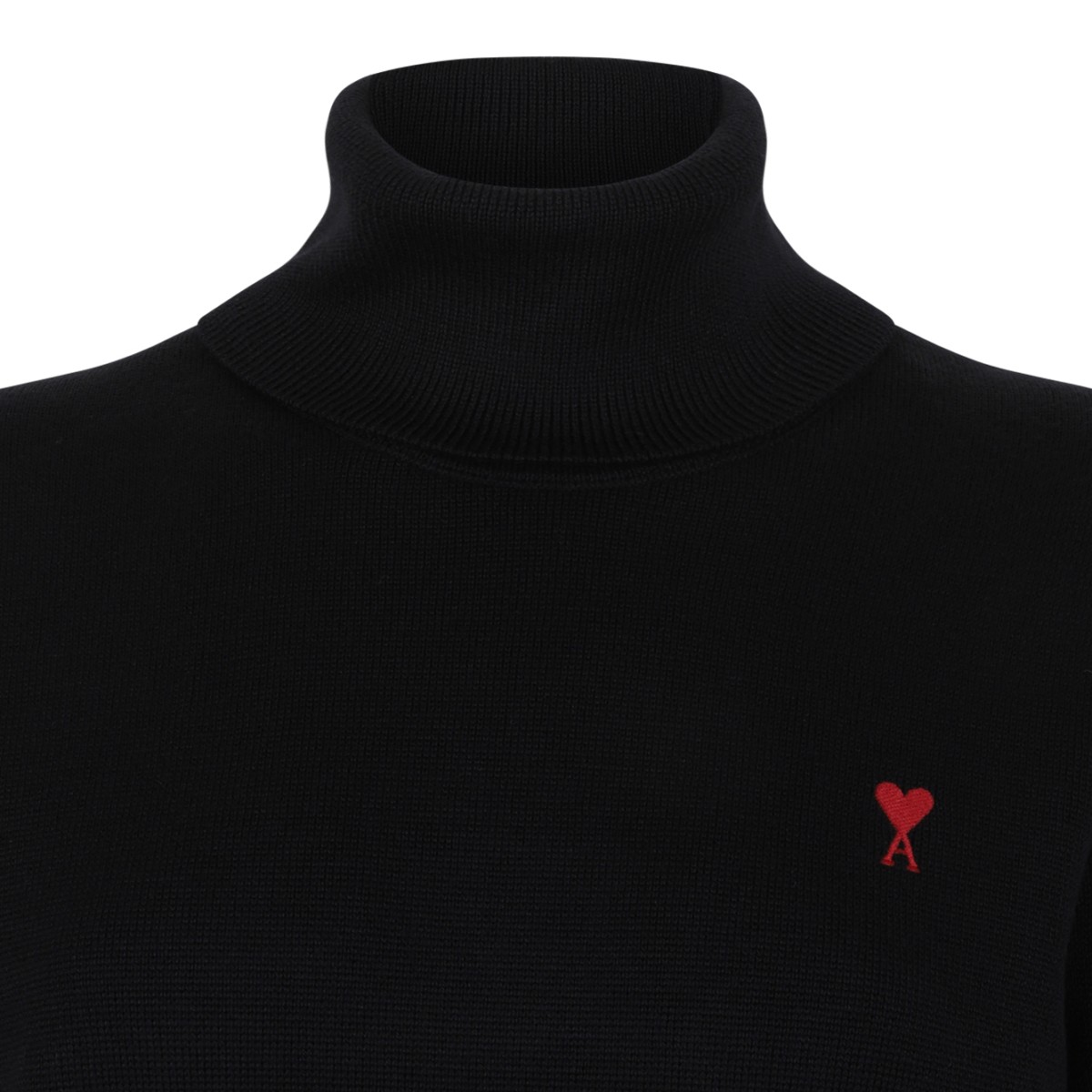 AMI Paris Black Ami de Cur Turtleneck Sweater.