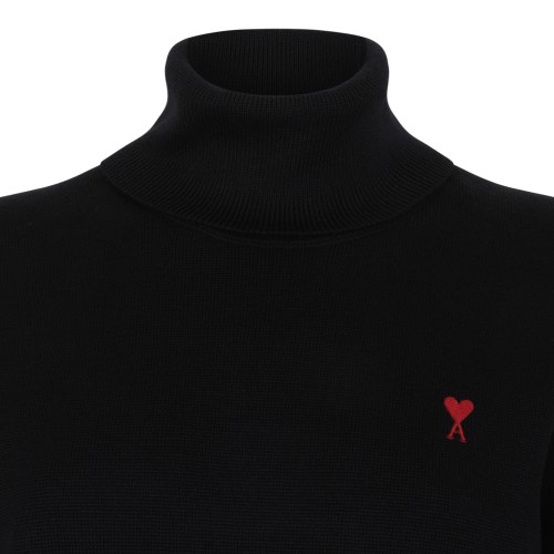 AMI Paris Black Ami de Cur Turtleneck Sweater.