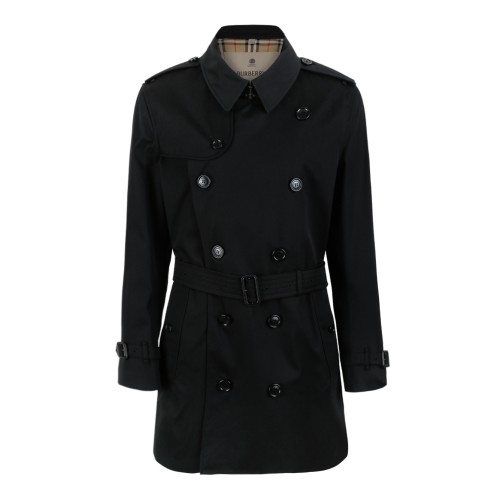 Burberry Black Double-Breasted Trench Coat.