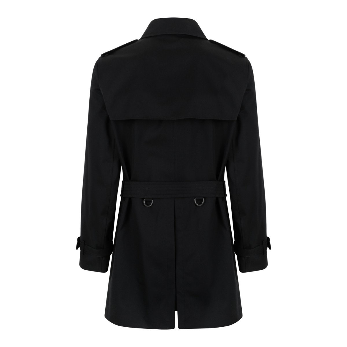 Burberry Black Double-Breasted Trench Coat.