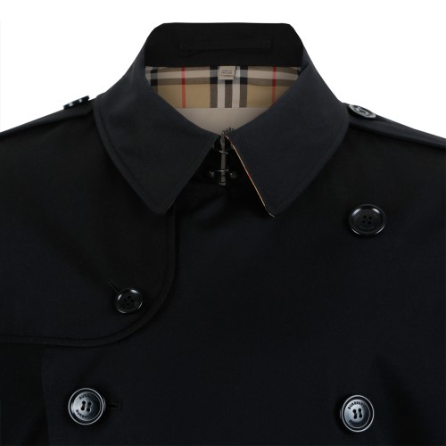 Burberry Black Double-Breasted Trench Coat.