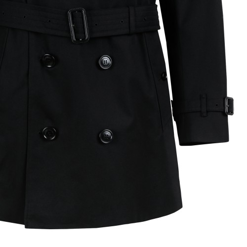 Burberry Black Double-Breasted Trench Coat.