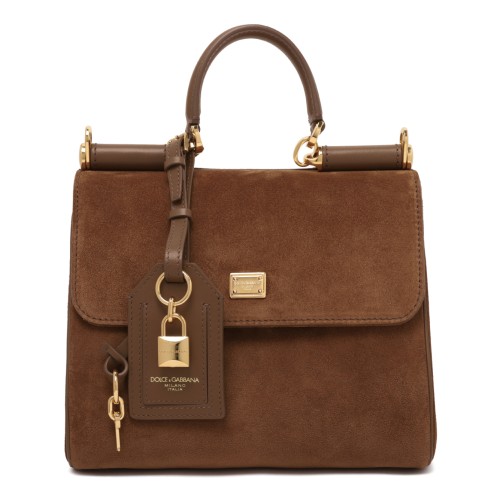 Dolce & Gabbana Brown Suede Sicily Handbag.