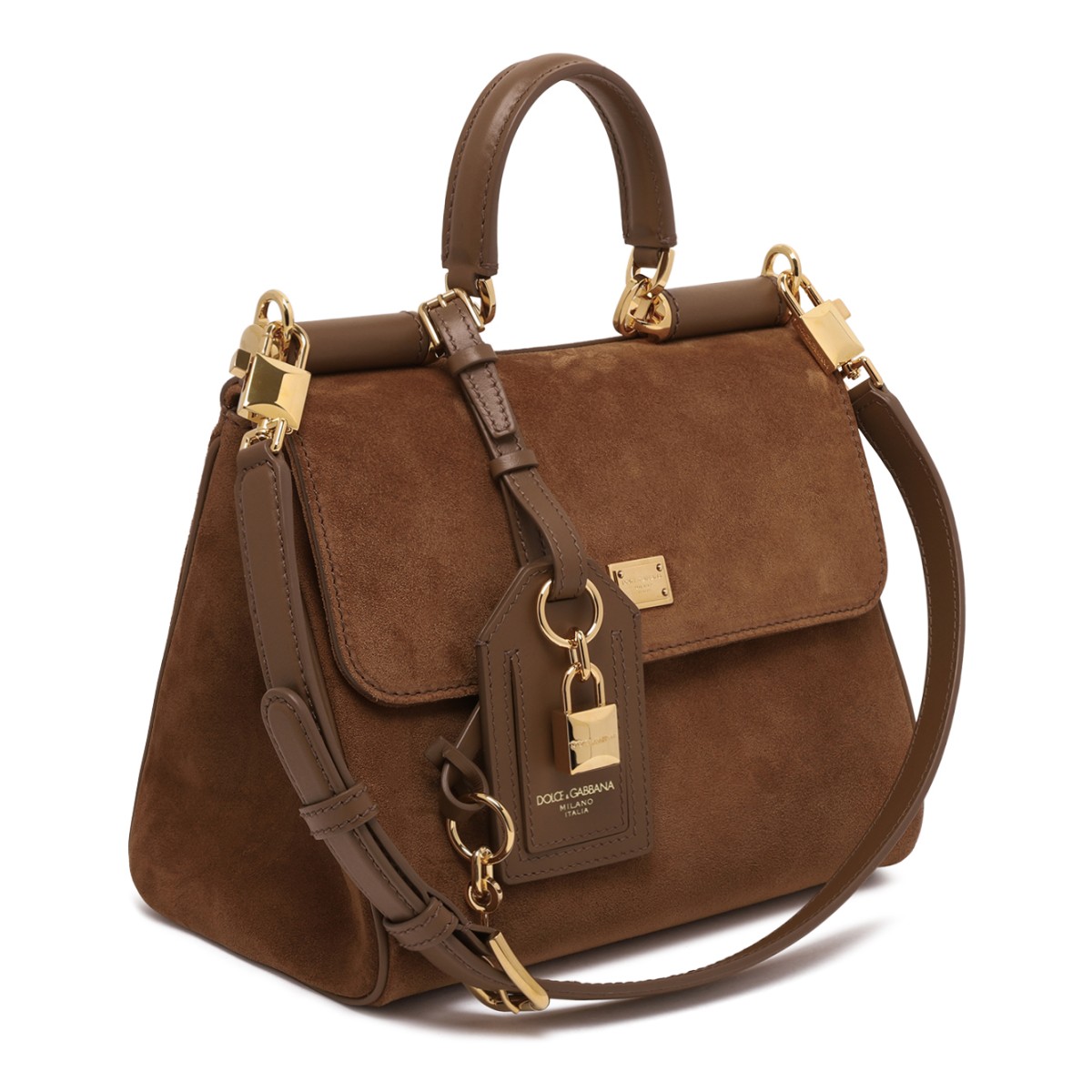 Dolce & Gabbana Brown Suede Sicily Handbag.