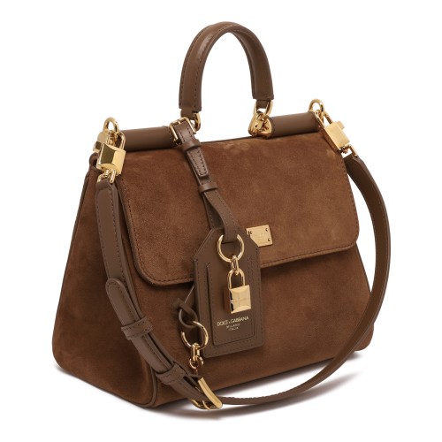 Dolce & Gabbana Brown Suede Sicily Handbag.