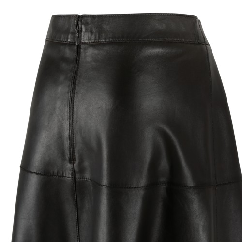 P.A.R.O.S.H. Black Leather Midi Skirt.