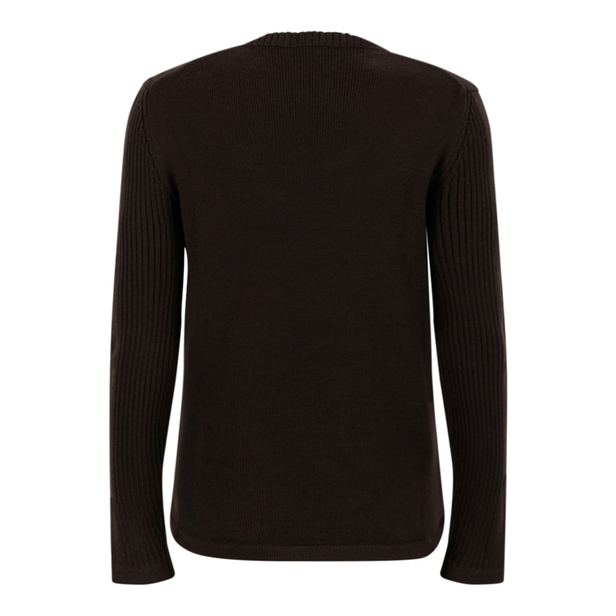 Prada Dark Brown Logo Pocket Sweater.