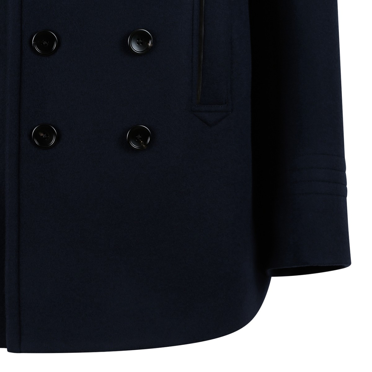 Tom Ford Navy Blue Double-Breasted Peacoat.