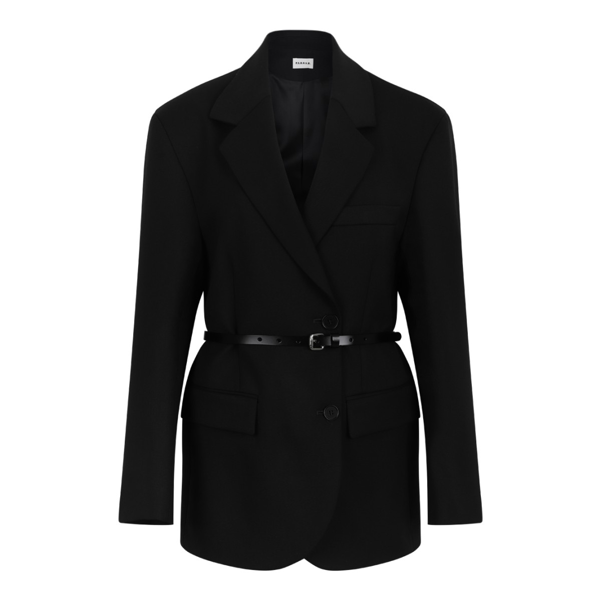 P.A.R.O.S.H. Black Belted Longline Blazer.