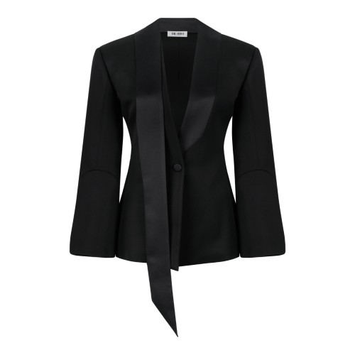 The Attico Black Cinched-Waist Blazer.