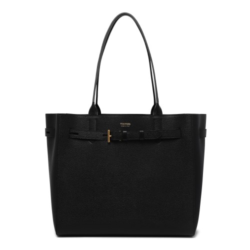 Tom Ford Black Leather Tote Bag.