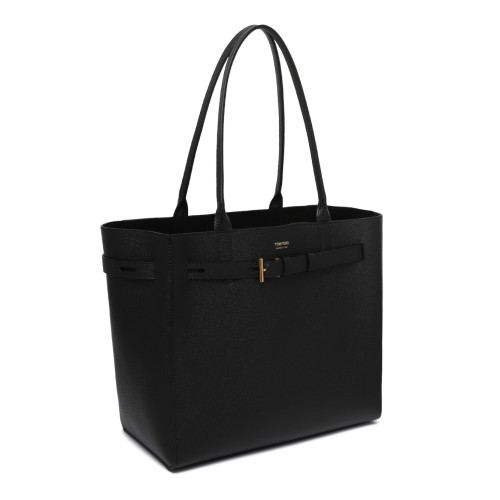 Tom Ford Black Leather Tote Bag.