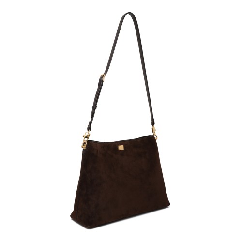 Dolce & Gabbana Brown Suede Shoulder Bag.
