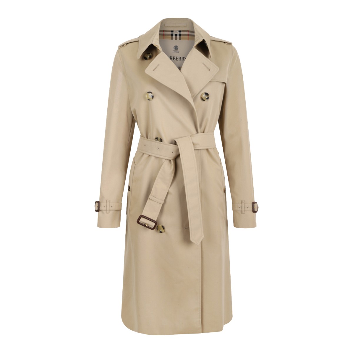 Burberry Beige Belted Trench Coat.