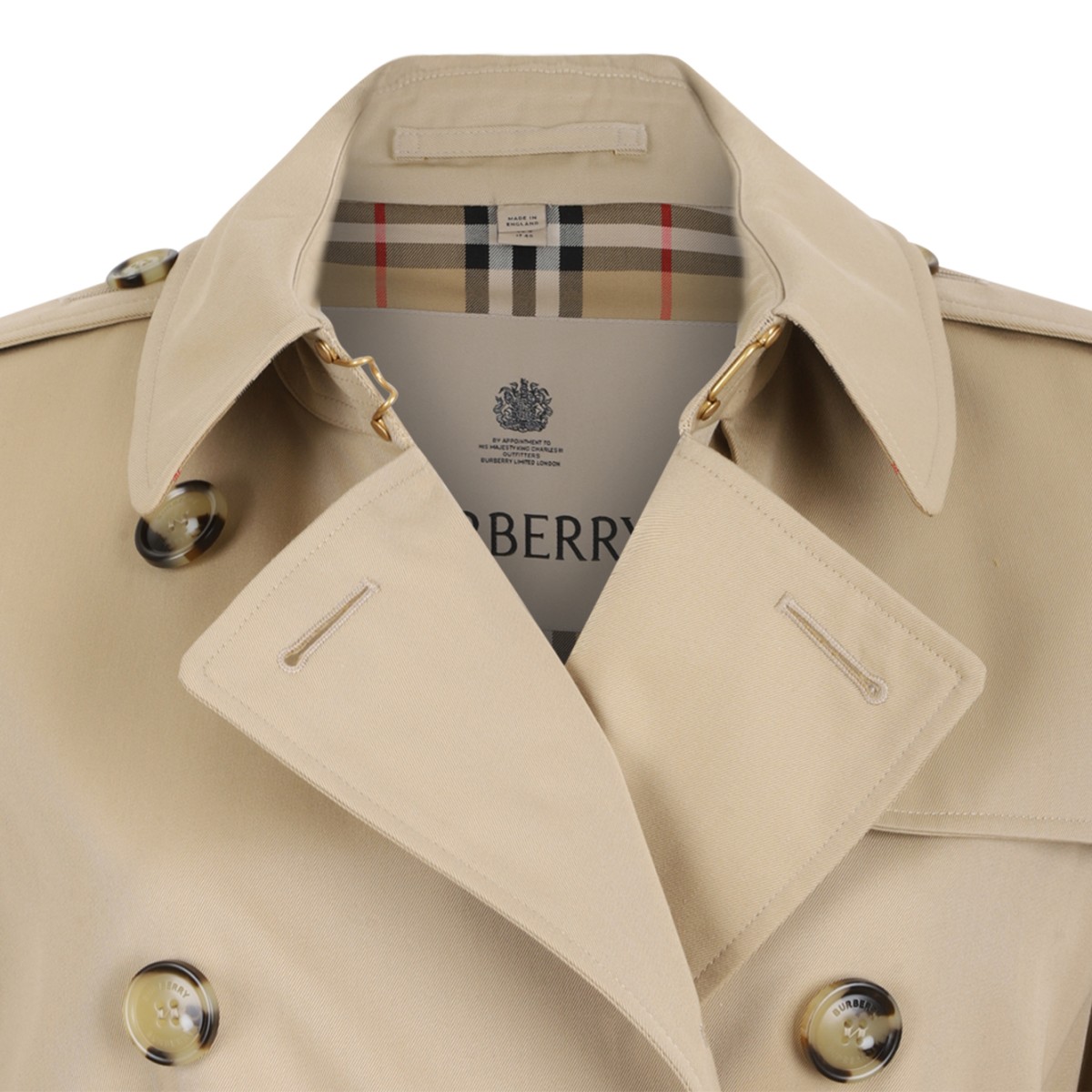 Burberry Beige Belted Trench Coat.